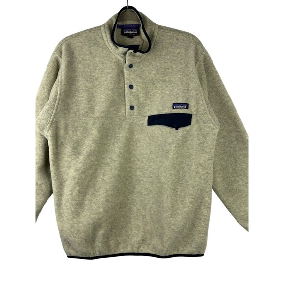 Patagonia Synchilla Men's Size Medium Fleece Jacket Pullover Beige - Picture 7 of 13